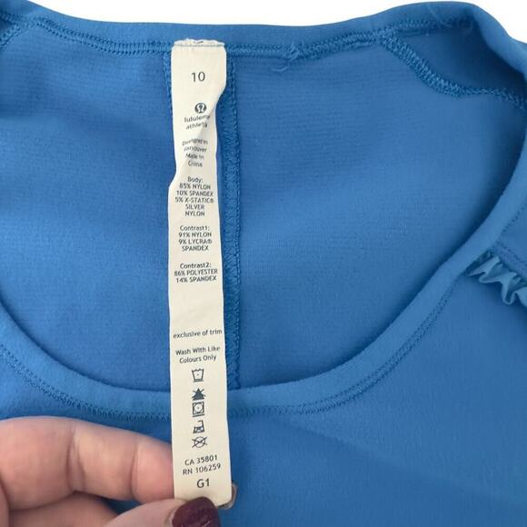 Lululemon Runder Under Long Sleeve Running Yoga Top in Beaming Blue (10) - Picture 9 of 13